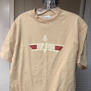 Men Hanes Top Gun T Shirt sz 42-44 Beige